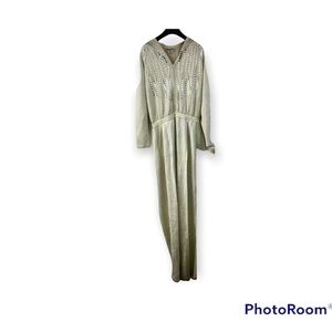 Antonella Preve VTG 80’s Silver Knit Metallic Jumpsuit Silver Studs NWT Size …